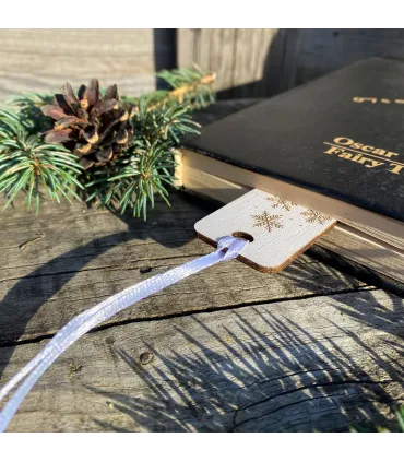 Новорічні дерев’яні закладки для книг – набір з трьох гравірованих закладок із зимовими візерунками