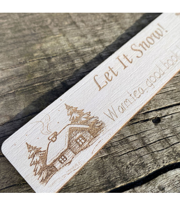 Новорічні дерев’яні закладки для книг – набір з трьох гравірованих закладок із зимовими візерунками
