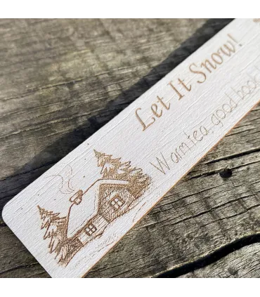 Новорічні дерев’яні закладки для книг – набір з трьох гравірованих закладок із зимовими візерунками