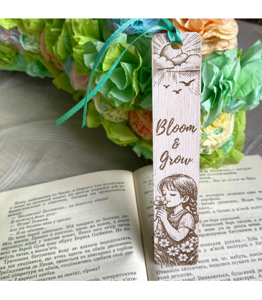 Bloom & Grow Wooden Inspirational Spring Bookmark