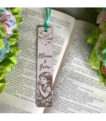 Bloom & Grow Wooden Inspirational Spring Bookmark