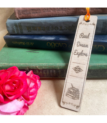 Wood Bookmark – “Read Dream Explore” Engraving