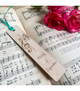 “Melody of Inspiration” Wooden Music Bookmark – Treble Clef & Notes