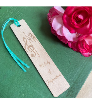 “Melody of Inspiration” Wooden Music Bookmark – Treble Clef & Notes