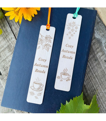 Wooden Bookmark “Cozy Autumn Reads” – Autumn Warmth on Every Page