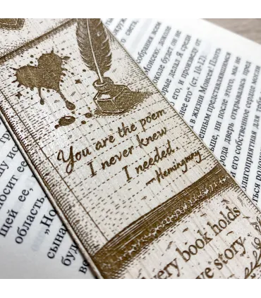 You Are the Poem Bookmark - Hemingway Quote Wooden Bookmark