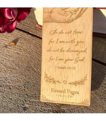 Christian Wooden Bookmark • Isaiah 41:10 Bible Verse