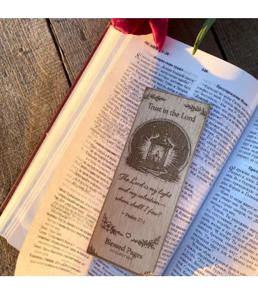 Christian Wooden Bookmark • Psalm 27:1 Bible Verse