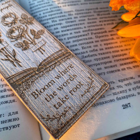 Wooden Floral Bookmark for Book Lovers  - Reader Gift Idea