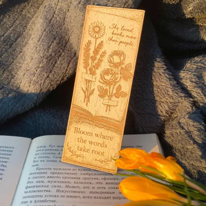 Wooden Floral Bookmark for Book Lovers  - Reader Gift Idea