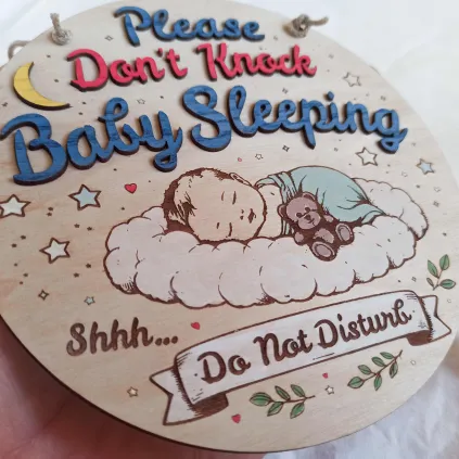 Baby Sleeping Door Sign - Please Don’t Knock Door Hanger