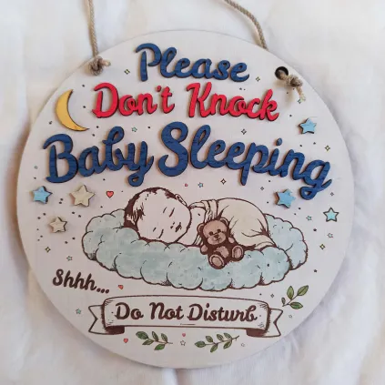Baby Sleeping Door Sign - Please Don’t Knock Door Hanger