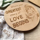 Pregnancy Announcement Wooden Plaque, Baby Story Love Begins Sign