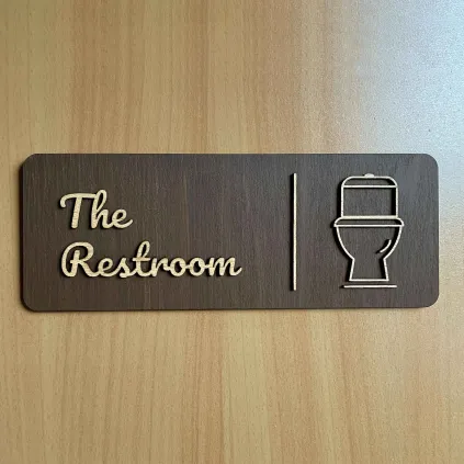 Rustic Toilet Sign, Laser Cut Wall Decor, Farmhouse WC Sign
