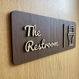 Rustic Toilet Sign, Laser Cut Wall Decor, Farmhouse WC Sign
