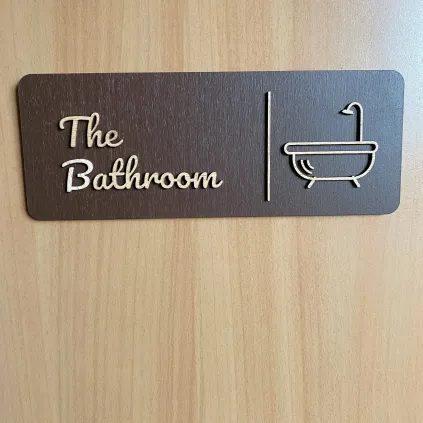 Modern Wooden Bathroom Sign, Bathtub Door Plaque
