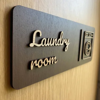 Modern Wooden Laundry Room Sign, Washing Machine Door Plaque
