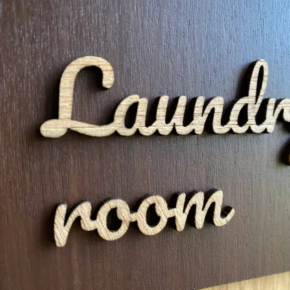 Modern Wooden Laundry Room Sign, Washing Machine Door Plaque