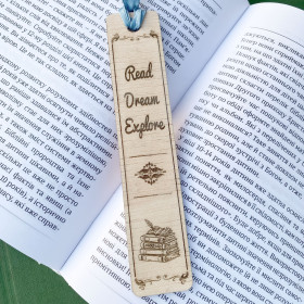 Wood Bookmark – “Read Dream Explore” Engraving
