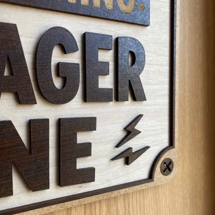 Funny Wooden Sign "Warning: Teenager Zone"