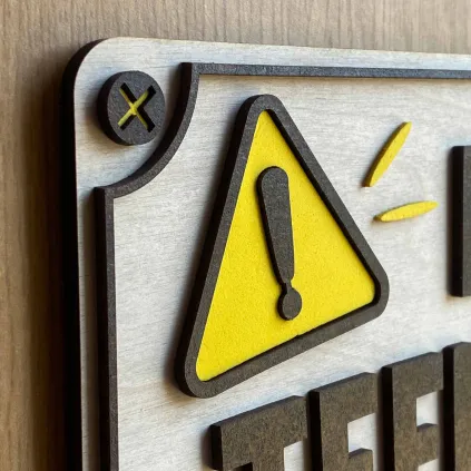 Funny Colorful "Warning: Teenager Zone" Wooden Sign