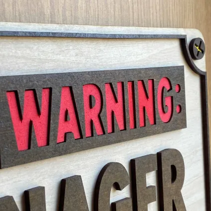 Funny Colorful "Warning: Teenager Zone" Wooden Sign
