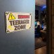 Funny Colorful "Warning: Teenager Zone" Wooden Sign