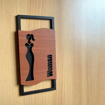 Modern Wooden Restroom Sign Set 70x150mm