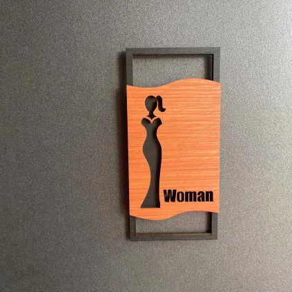 Modern Wooden Restroom Sign Set 70x150mm