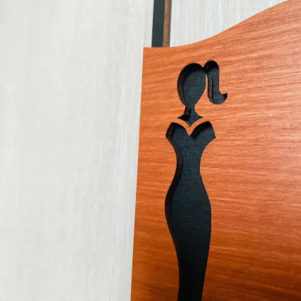 Modern Wooden Restroom Sign Set 70x150mm