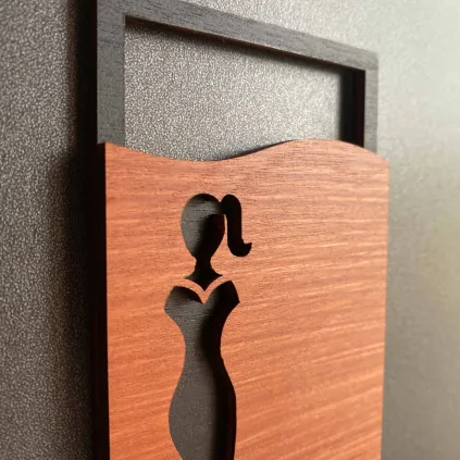 Modern Wooden Restroom Sign Set 70x150mm