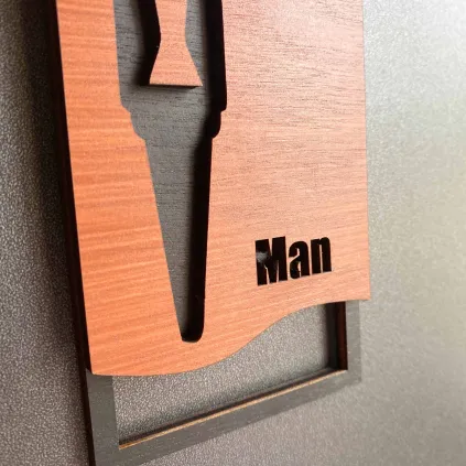 Modern Wooden Restroom Sign Set 70x150mm