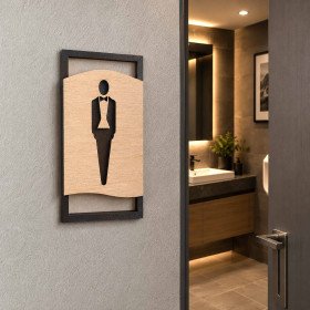 Modern Light Wood Restroom Sign Set 70x150mm