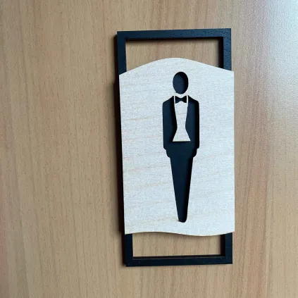 Modern Light Wood Restroom Sign Set 70x150mm