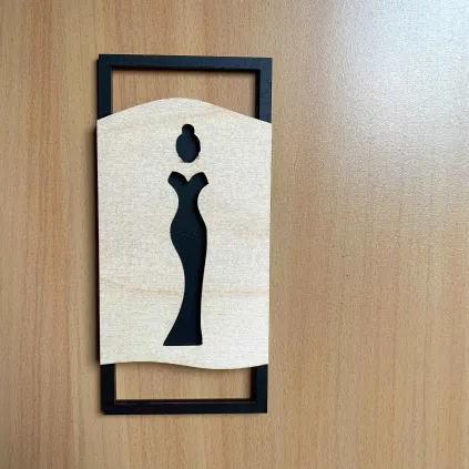 Modern Light Wood Restroom Sign Set 70x150mm