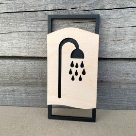 Wooden Shower Room Door Sign