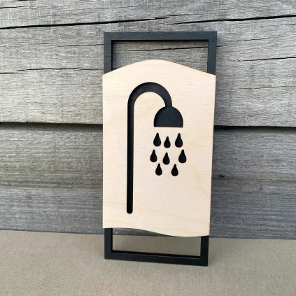 Wooden Shower Room Door Sign