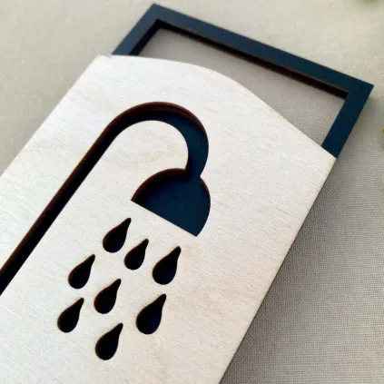 Wooden Shower Room Door Sign