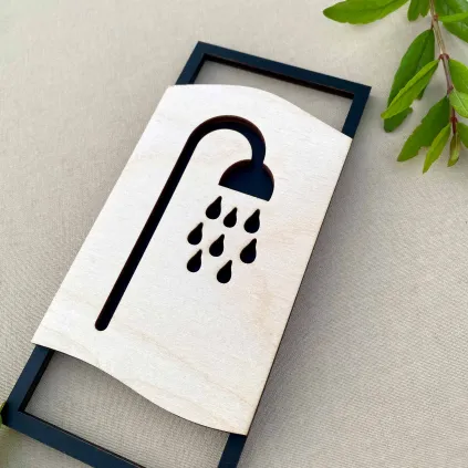Wooden Shower Room Door Sign