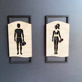 Locker Room Door Signs – Wooden Gym & Fitness Signs 70x150mm