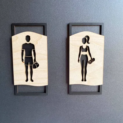 Locker Room Door Signs – Wooden Gym & Fitness Signs 70x150mm